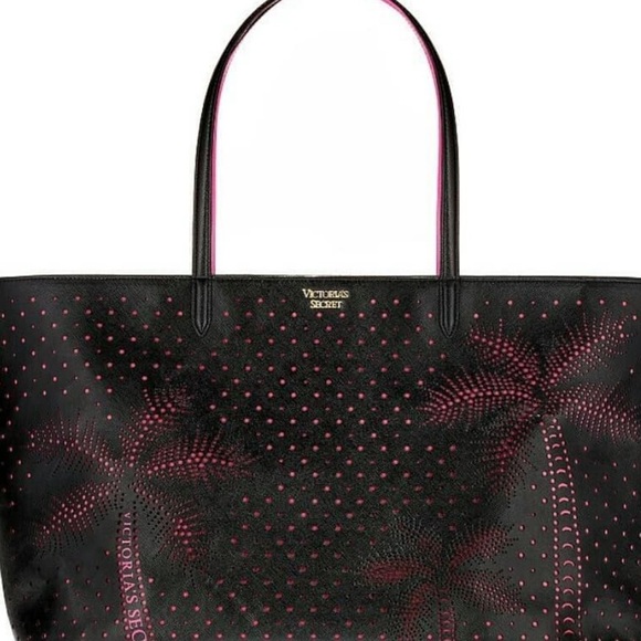 Victoria’s Secret Palm Tree Tote Bag And Sequin Cosmetic Bag Two Piece Set - Picture 1 of 16